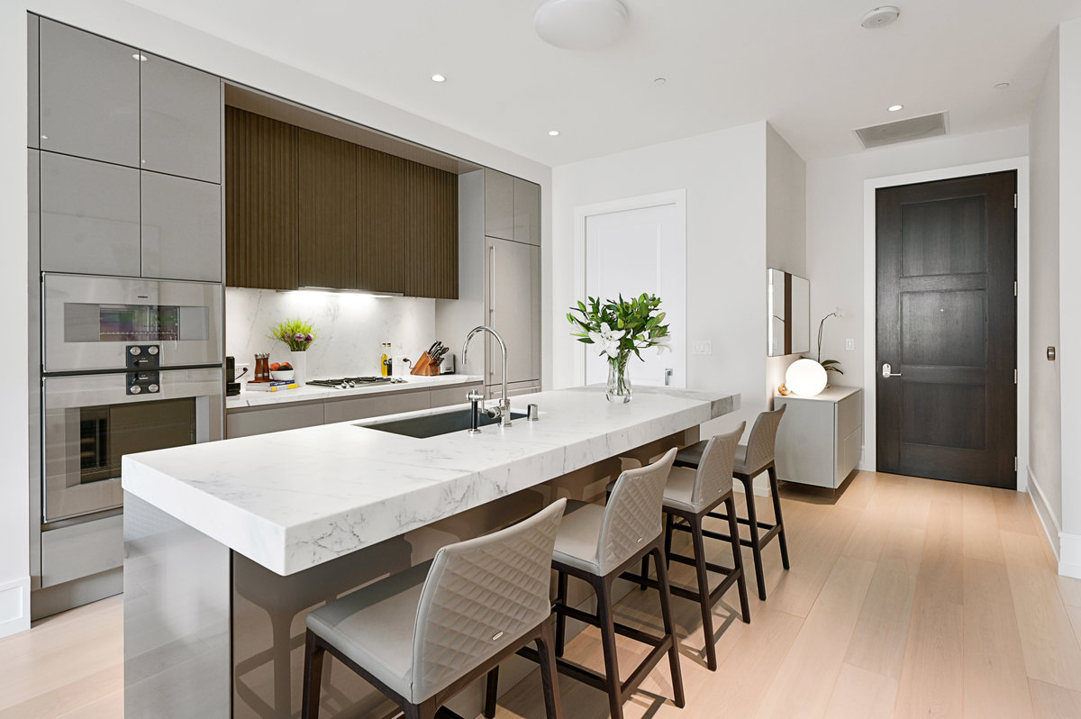 European kitchen includes Arclinea cabinetry and Gaggenau appliances.