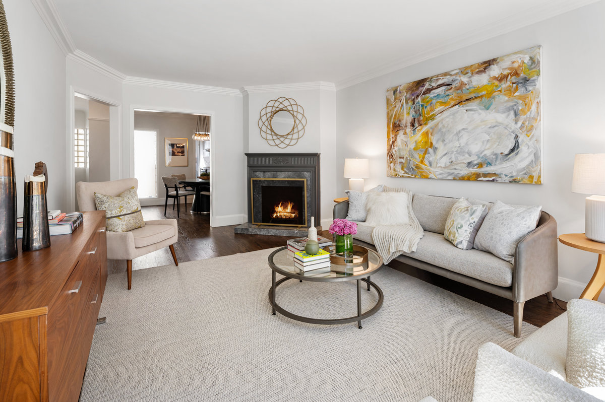 Living room with fireplace