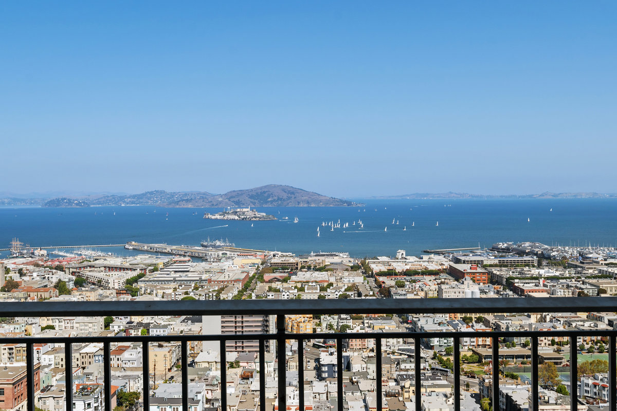 North views to Alcatraz and beyond from living room terrace