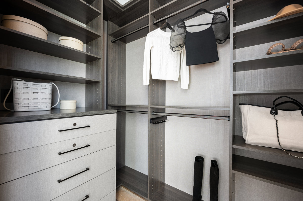 One of two walk-in closets in primary suite