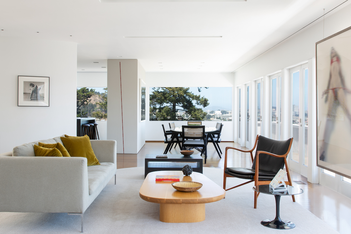 Living room, dining room and views