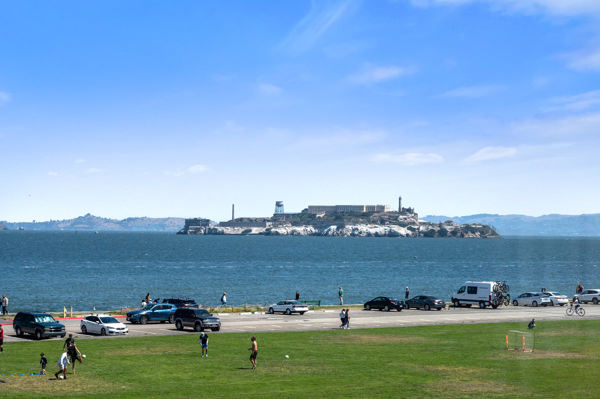 Zoomed view of Alcatraz as seen from the living/dining room