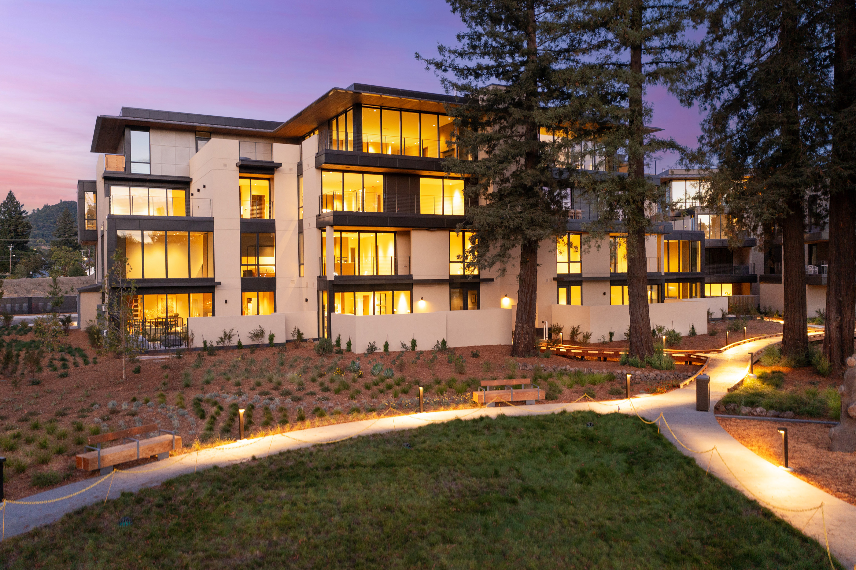 Located within a 10-acre redwood preserve and impeccably landscaped park