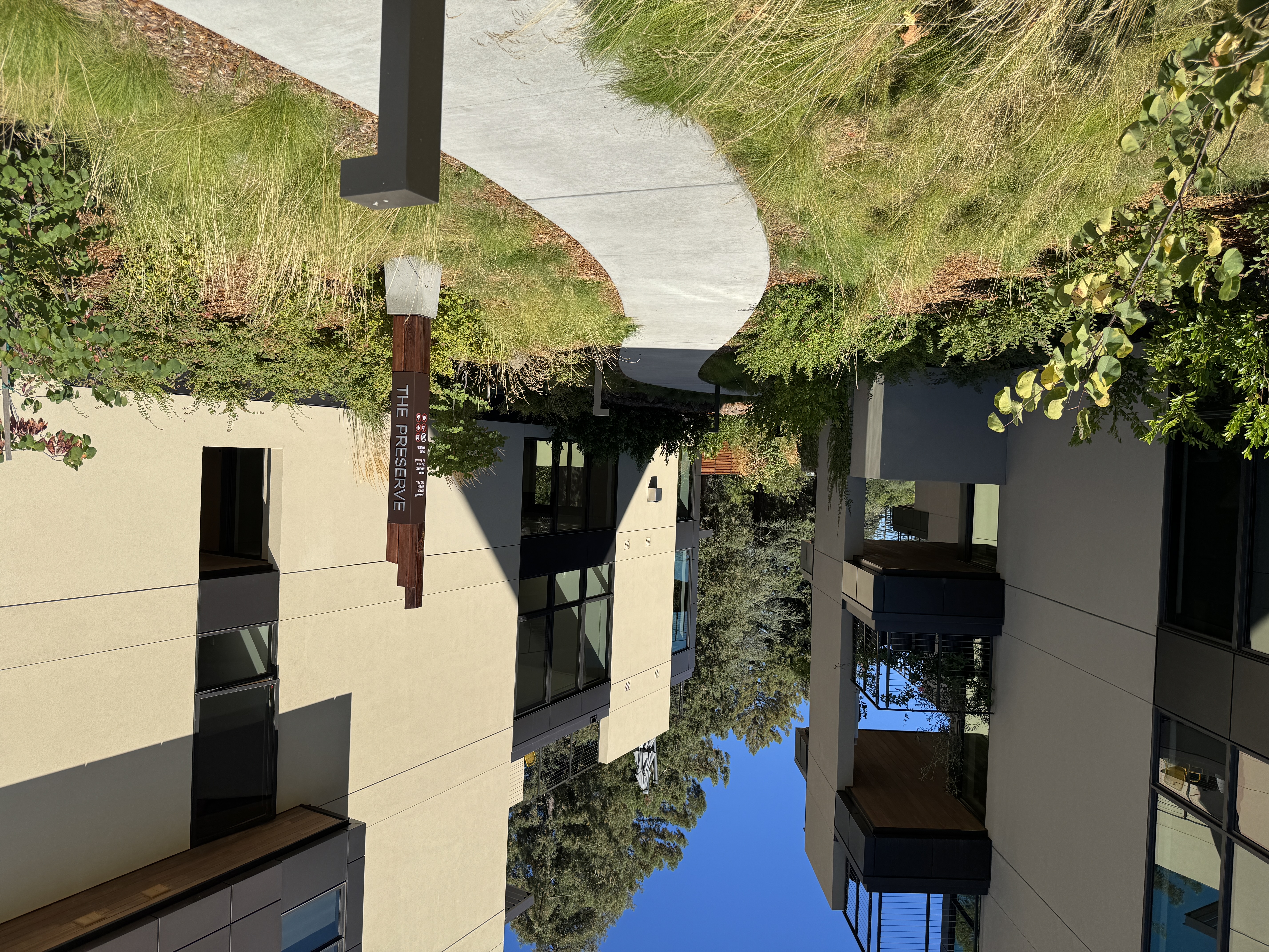Mill District path to the redwood preserve on site