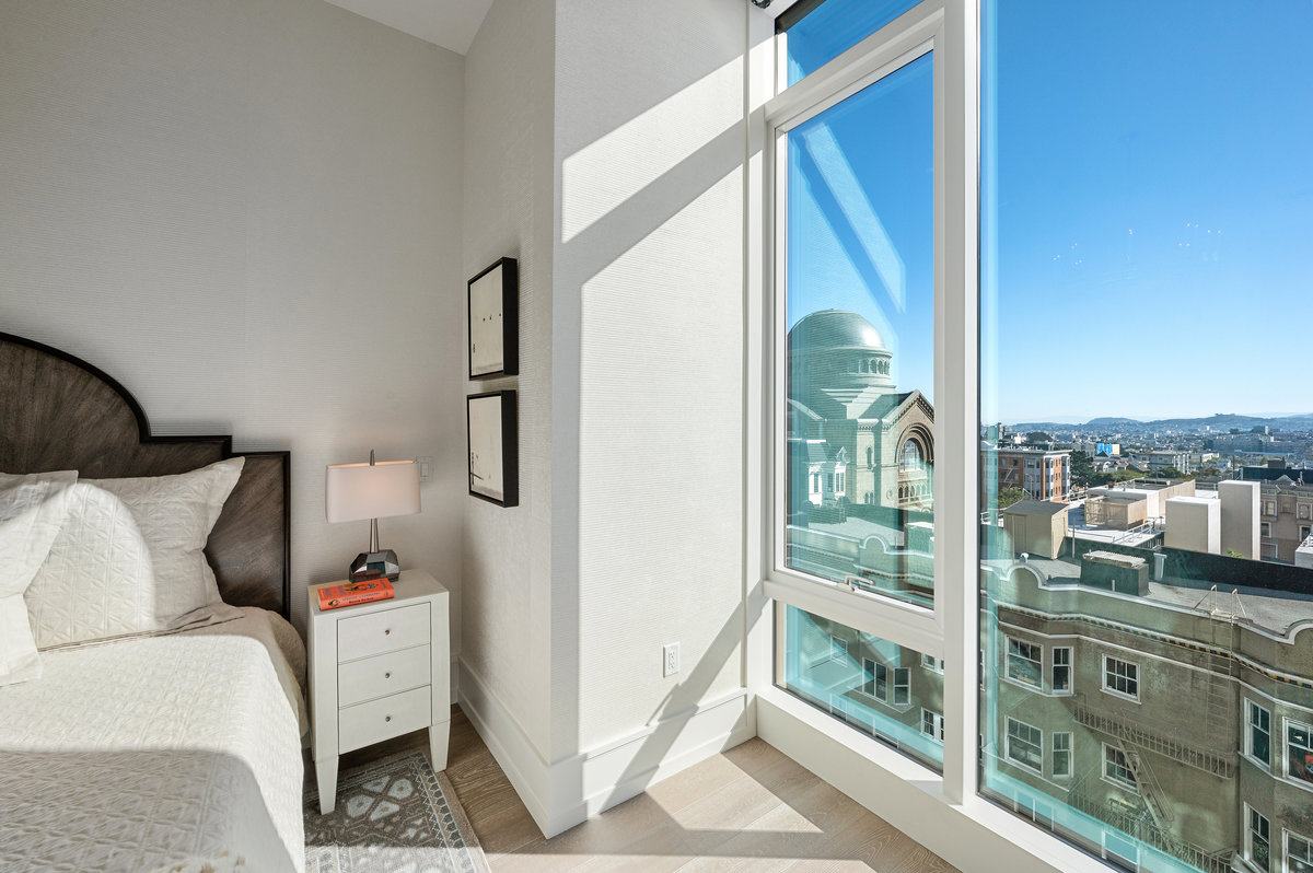 View of architecturally significant synagogue from primary suite sitting area