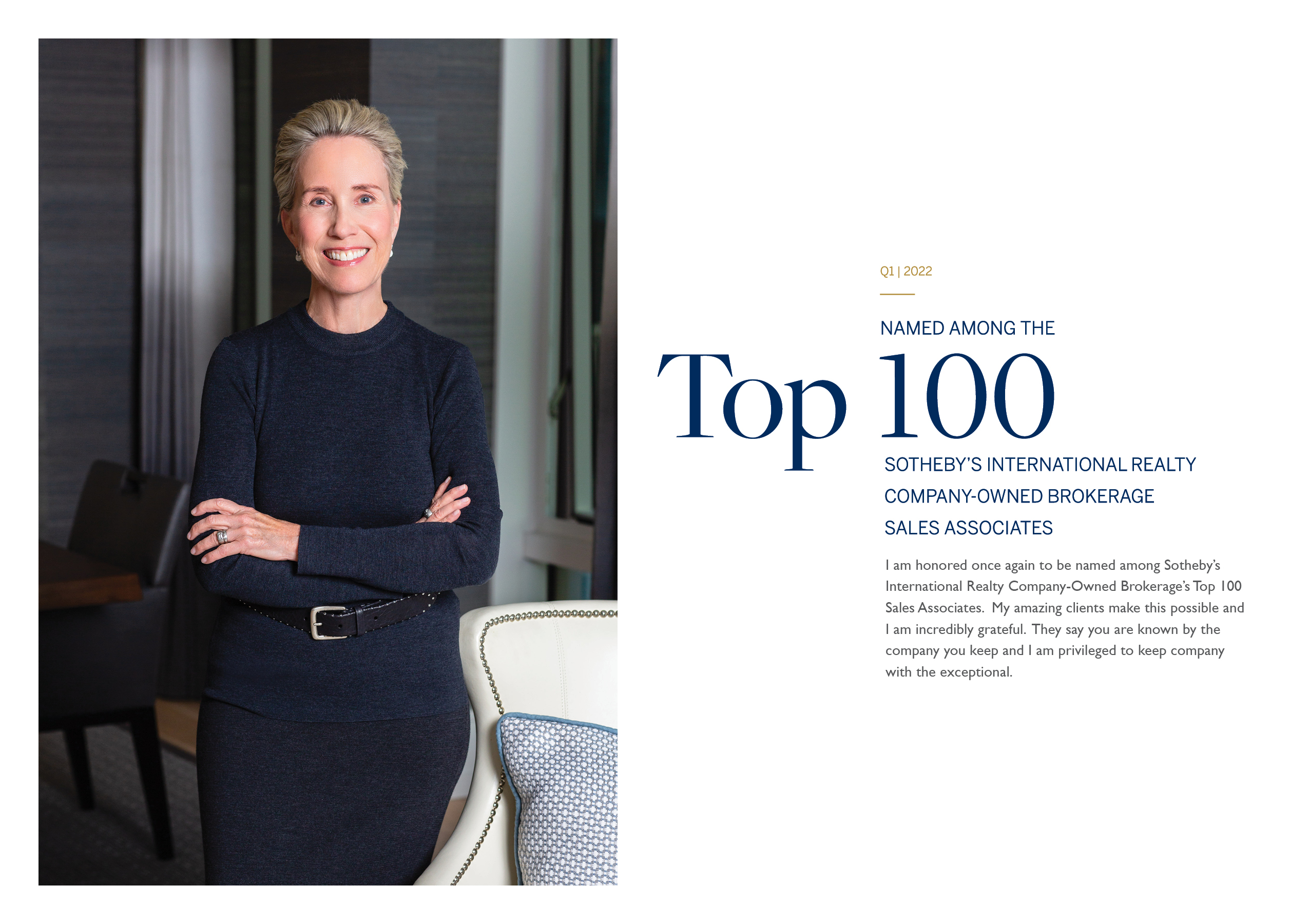 Rebecca named to Sotheby's "Top 100" for Q1 | 2022