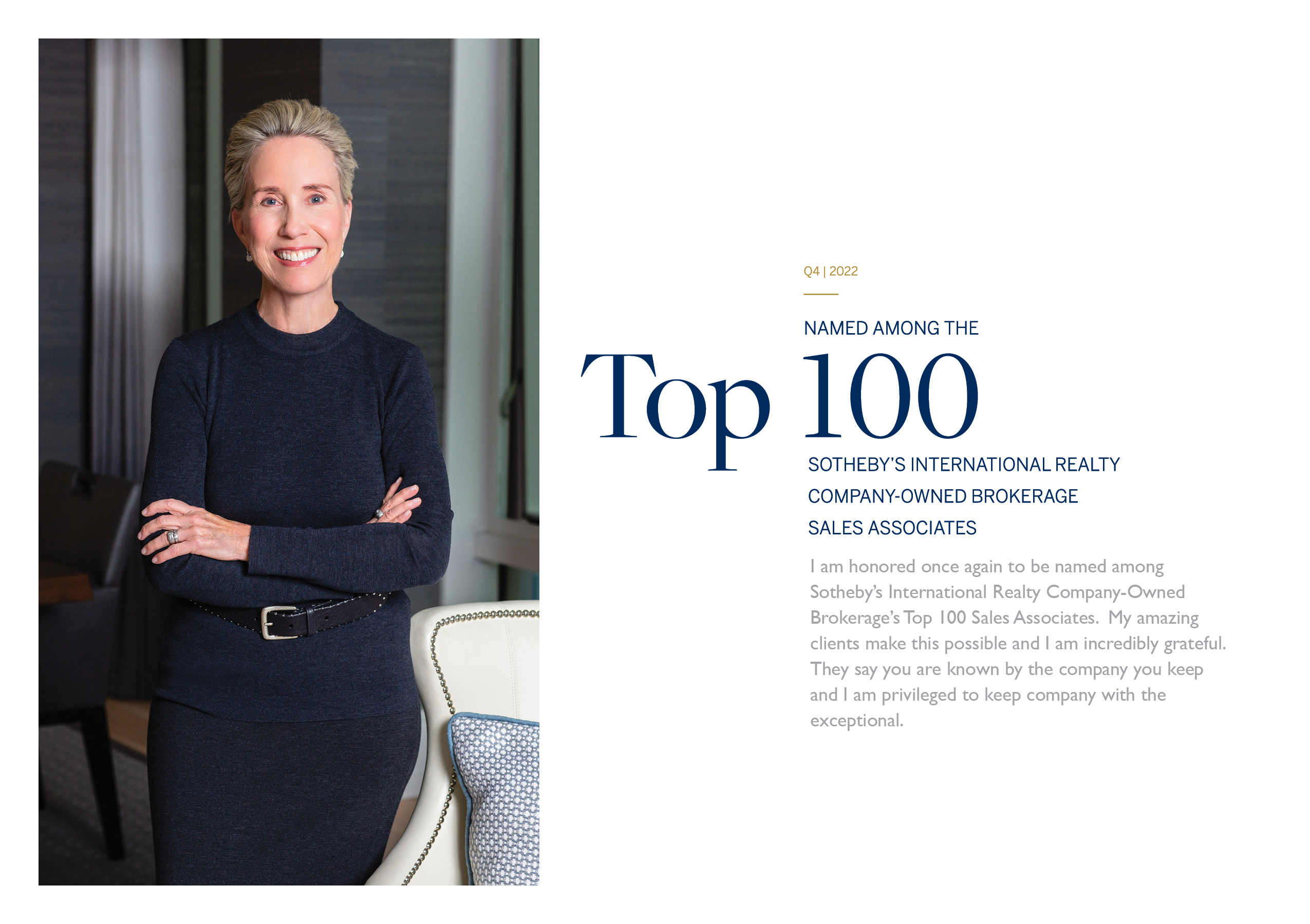 Rebecca named to Sotheby's "Top 100" for Q4 | 2022