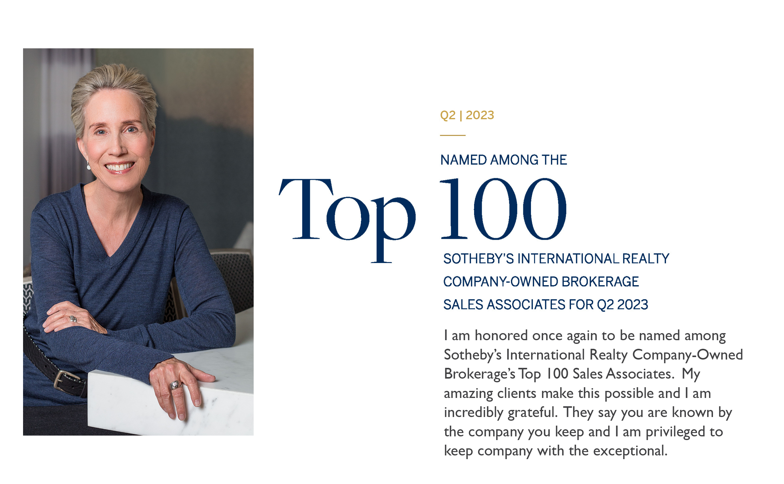 Rebecca Named to Sotheby's "Top 100" for Q2 | 2023
