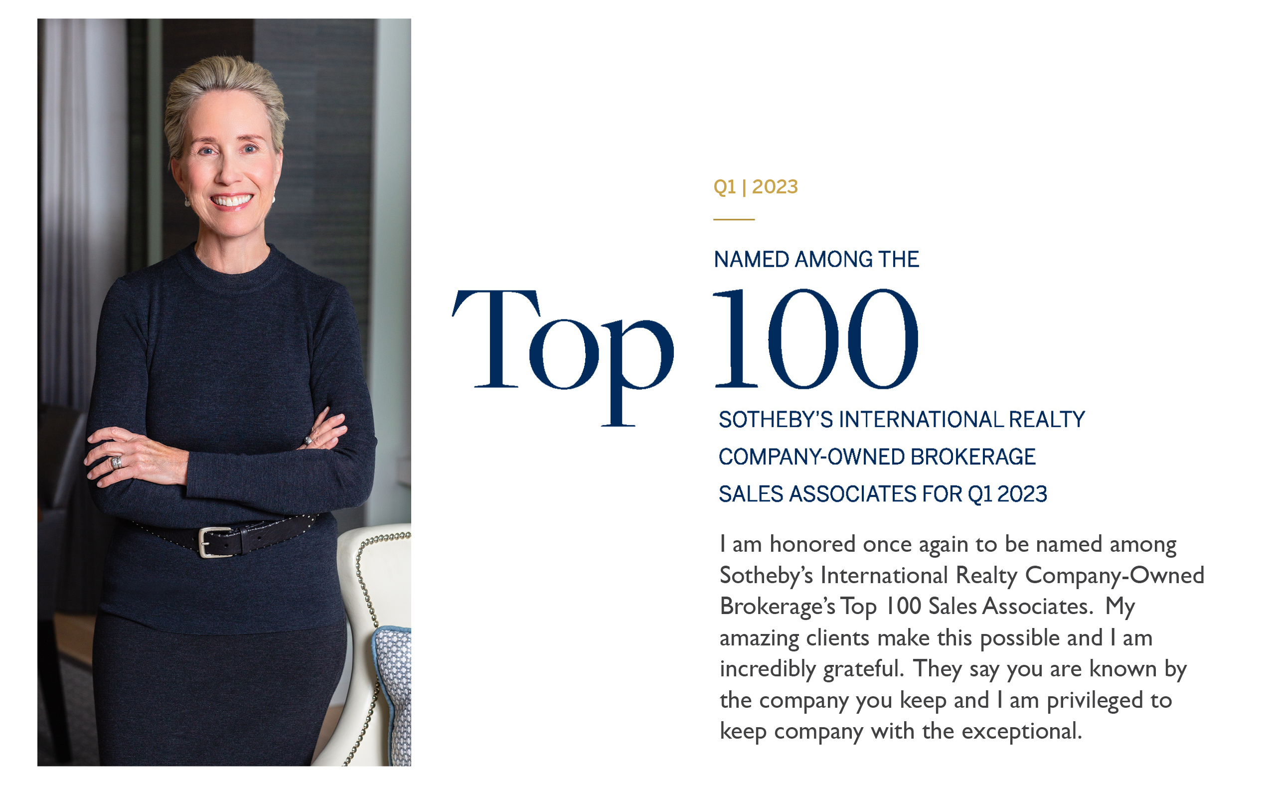 Rebecca named to Sotheby's "Top 100" for Q1 | 2023