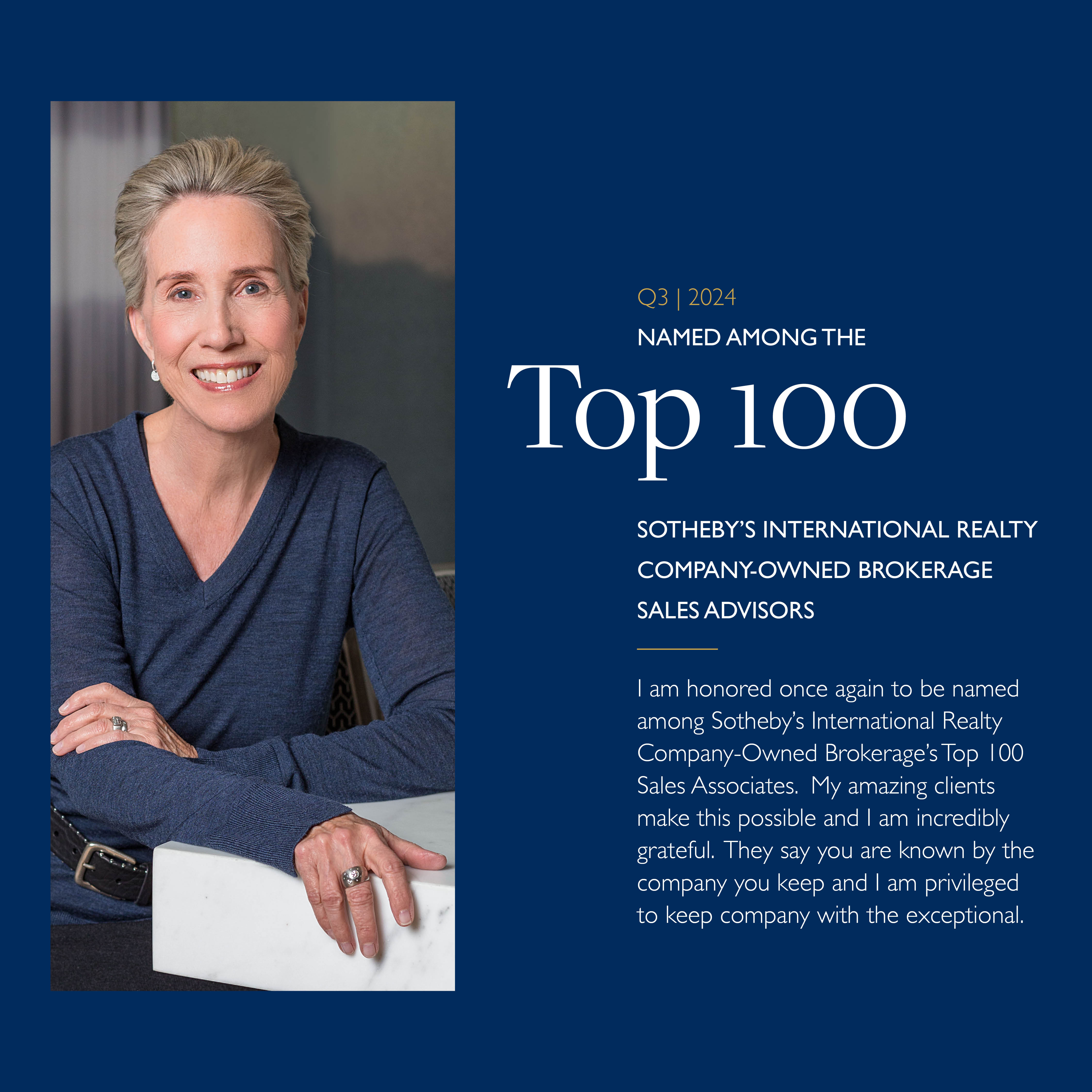 Rebecca Named to Sotheby's "Top 100" for Q3 | 2024